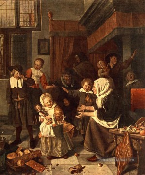  genre - La fête de St Nicholas Dutch genre peintre Jan Steen